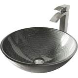 VIGO Glass Simply Silver Bathroom Sink/Basin Set with Duris Faucet and Round Vessel