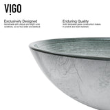 VIGO Glass Simply Silver Bathroom Sink/Basin Set with Duris Faucet and Round Vessel