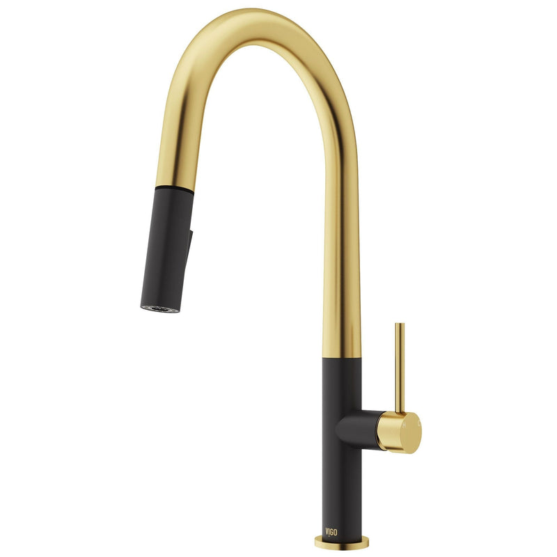 VIGO Greenwich 18-in Single-Handle Black/Gold Kitchen Faucet R7