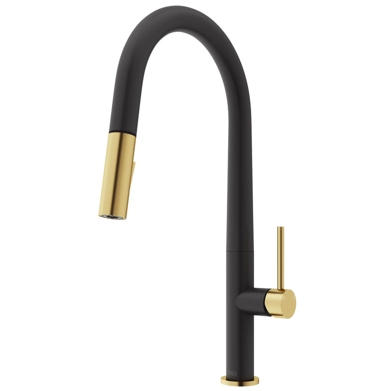 VIGO Greenwich 18-in Single-Handle Gold/Black Kitchen Faucet L1