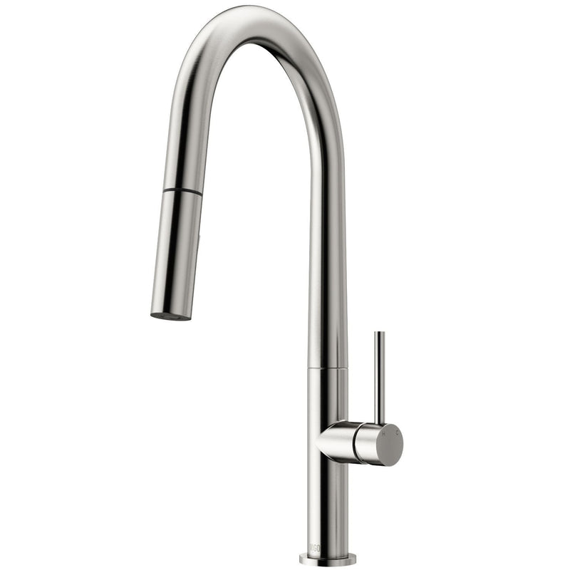 VIGO Greenwich Single Handle Pull Down Sprayer Kitchen Faucet with Deck Plate, Stainless Steel I5