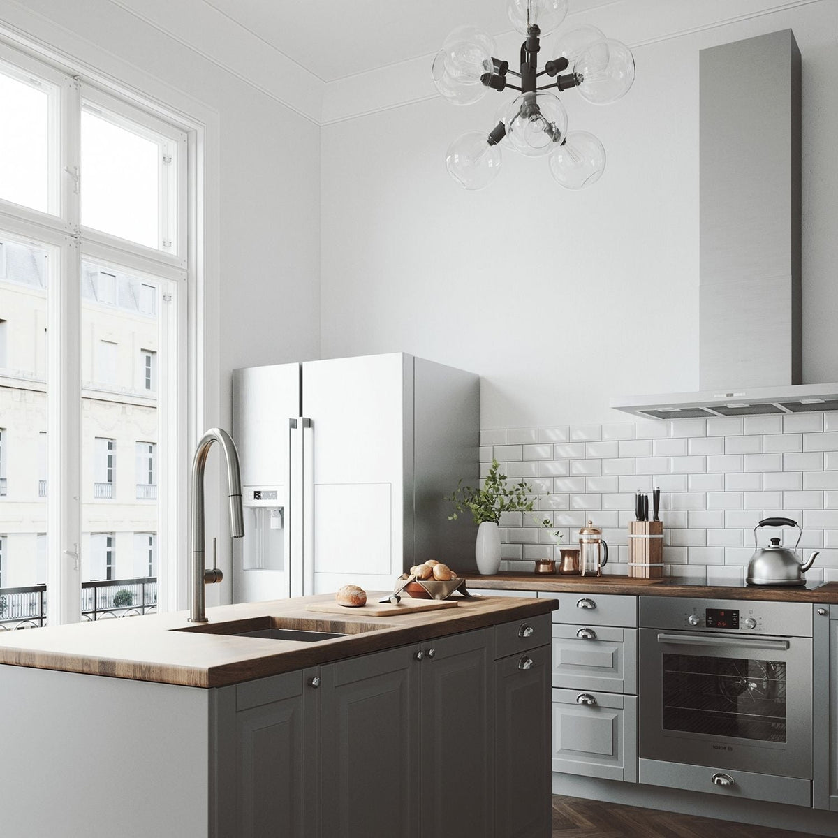 VIGO Greenwich Single Handle Pull Down Sprayer Kitchen Faucet with Deck Plate, Stainless Steel