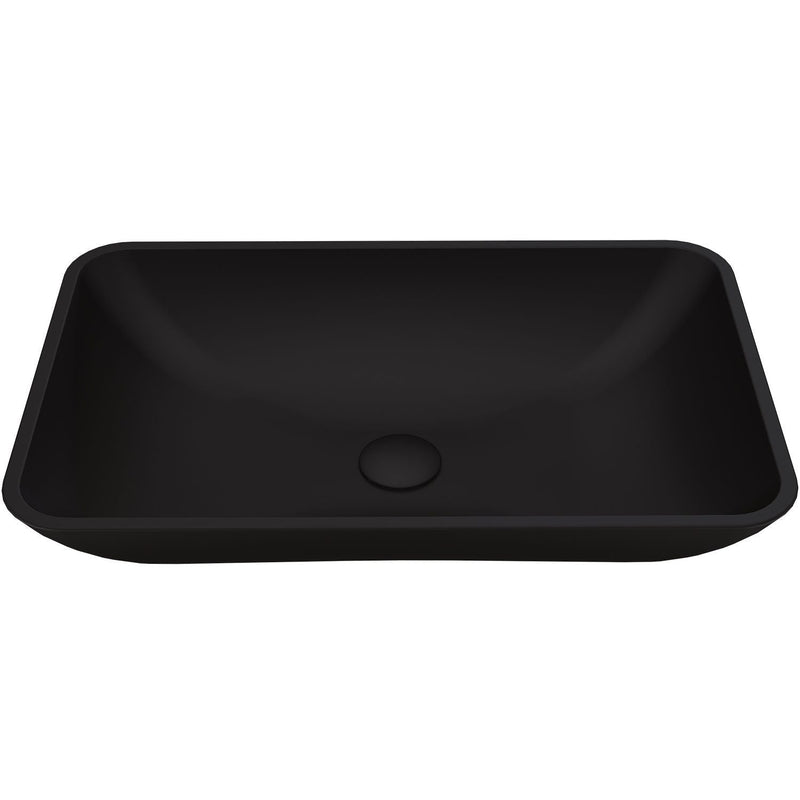 VIGO Hadyn Glass Rectangular Vessel Bathroom Sink/Basin with Rounded Edges & Deep Bowl, Black A9