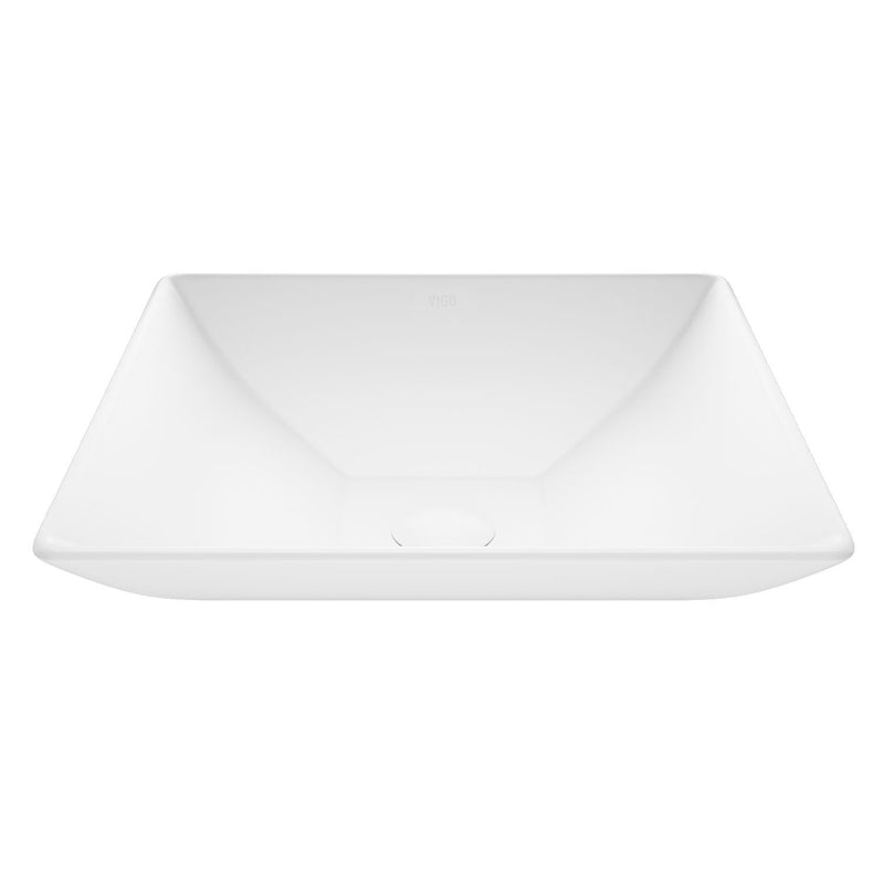 VIGO Hibiscus Matte Stone Round Vessel Bathroom Sink/Basin, Above-Counter Installation, White M5