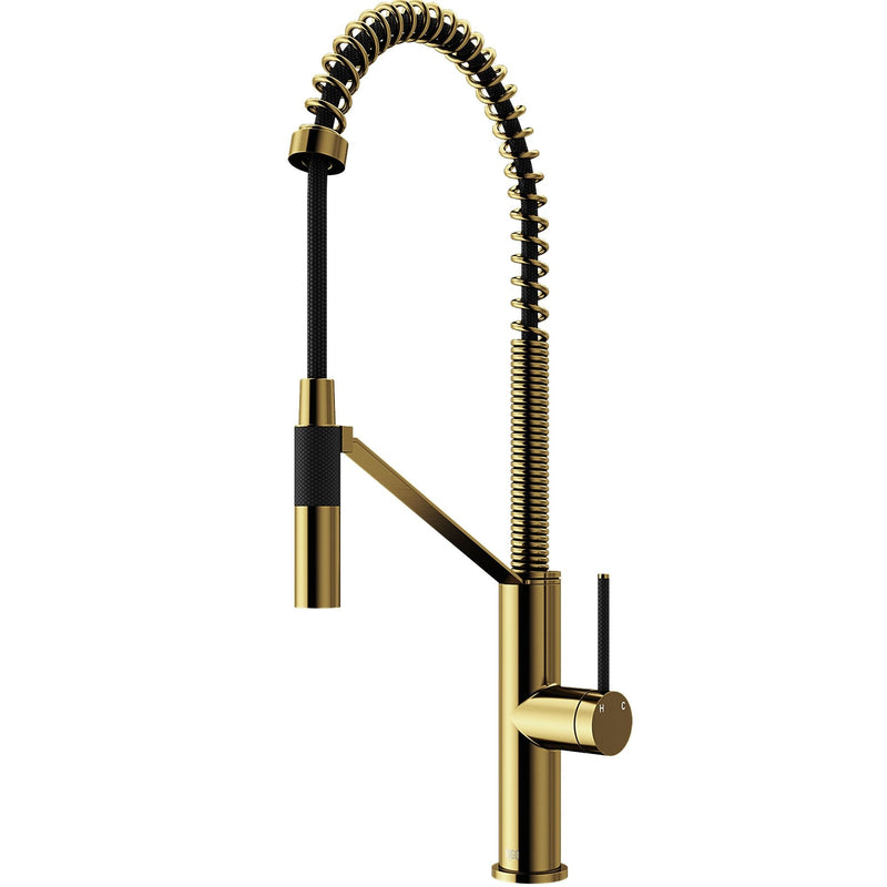 VIGO Livingston Single Handle Magnetic Pull Down Sprayer Kitchen Faucet with cFiber, Matte Gold K2