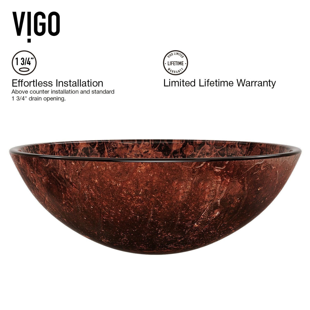 VIGO Mahogany Moon Glass Vessel Bathroom Sink