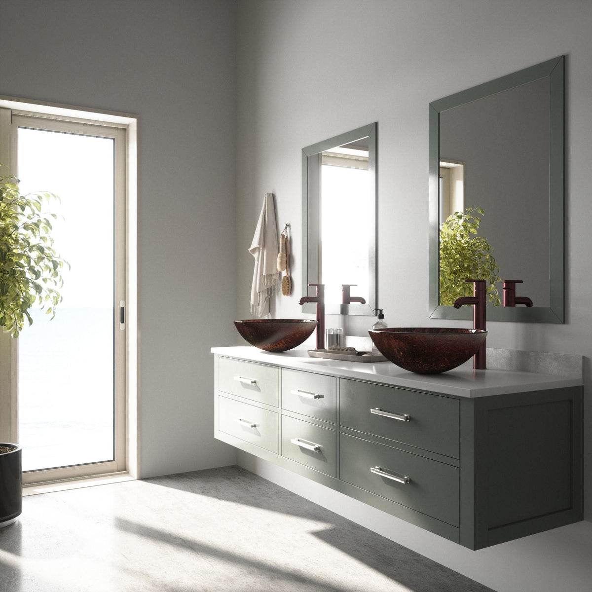 VIGO Mahogany Moon Glass Vessel Bathroom Sink