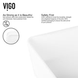 VIGO Marigold MatteStone Matte White Bathroom Sink/Basin Set with Amada Faucet and Rectangular Composite Vessel