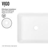 VIGO Marigold MatteStone White Bathroom Sink/Basin Set with Linus Faucet and Rectangular Composite Vessel