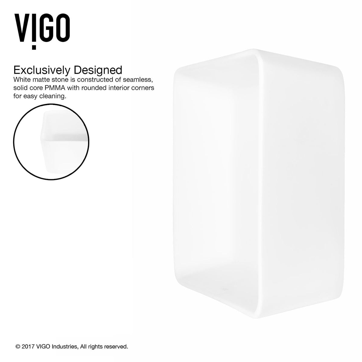 VIGO Marigold MatteStone White Bathroom Sink/Basin Set with Linus Faucet and Rectangular Composite Vessel