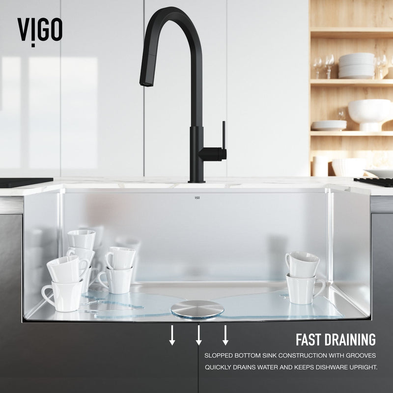 VIGO Mercer 33-in Stainless Steel Undermount Kitchen Sink W6