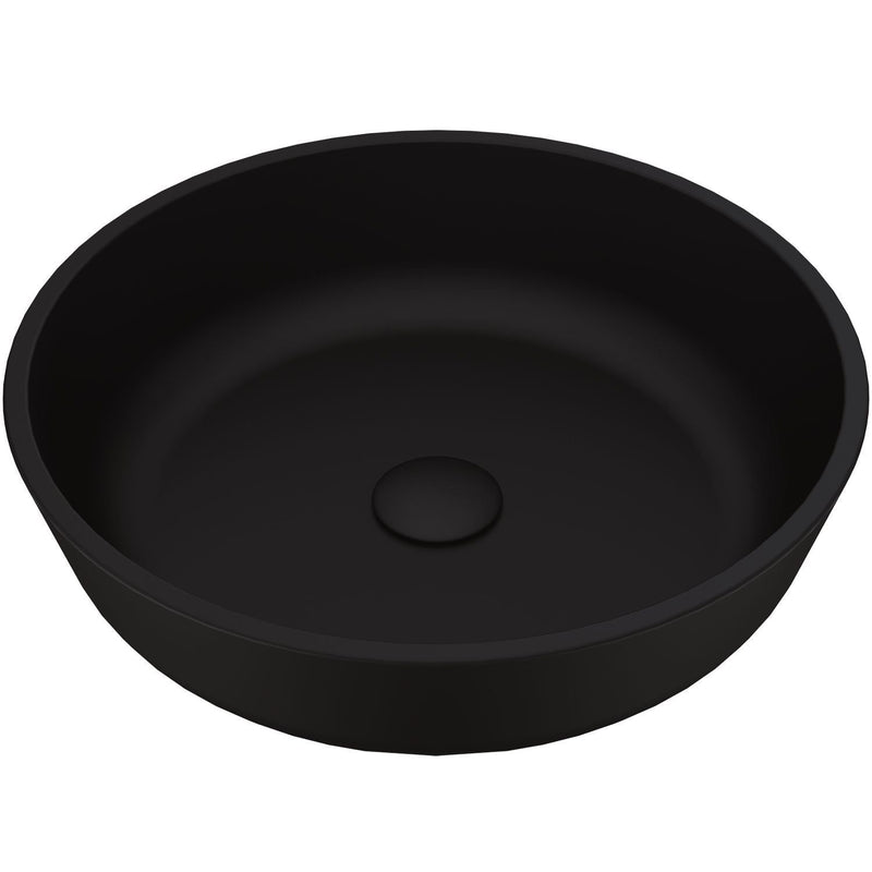 VIGO Modus Glass Round Vessel Bathroom Sink/Basin with Rounded Edges & Deep Bowl, Black G9