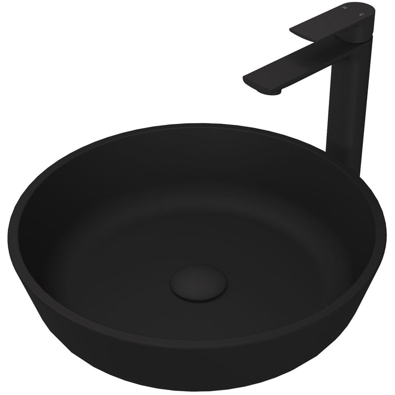 VIGO Modus MatteShell Matte Black Bathroom Sink/Basin Set with Norfolk Faucet and Round Glass Vessel M9