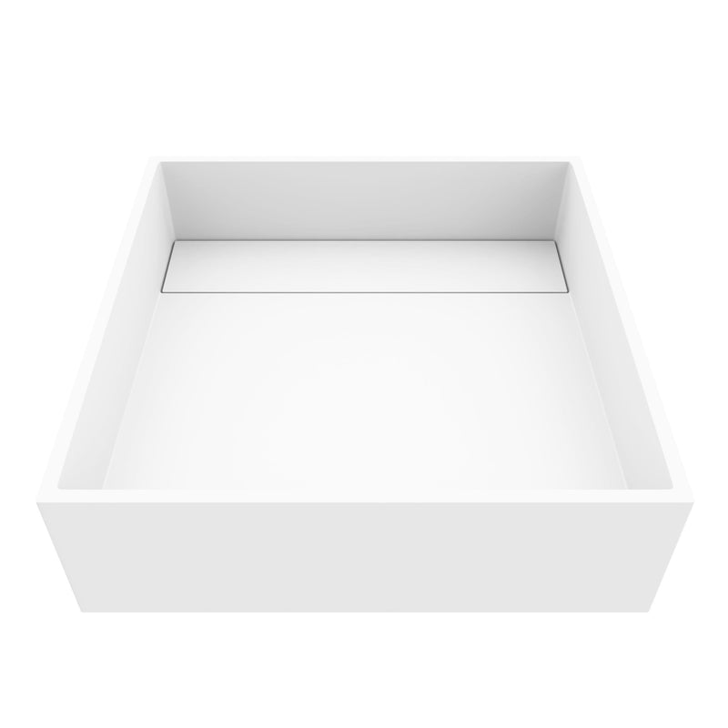 VIGO Montauk MatteStone 15x15-in Deep White Bathroom Sink/Basin with Rectangular Vessel N2
