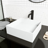 VIGO Montauk MatteStone 15x15-in Deep White Bathroom Sink/Basin with Rectangular Vessel