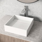 VIGO Montauk MatteStone 15x15-in Deep White Bathroom Sink/Basin with Rectangular Vessel