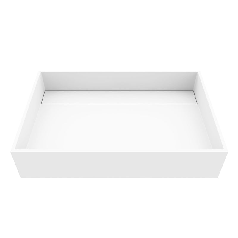VIGO Montauk MatteStone 23x15-in Deep White Bathroom Sink/Basin with Rectangular Vessel H2