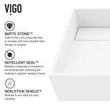 VIGO Montauk MatteStone White Bathroom Sink/Basin Set with Amada Faucet and Rectangular Composite Vessel