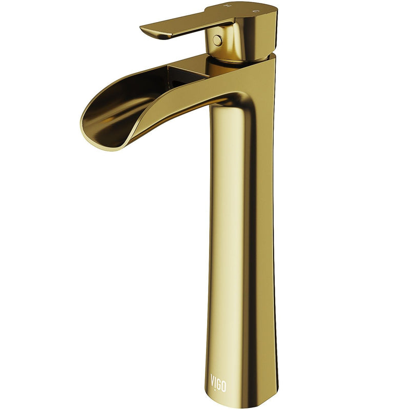 VIGO Niko Single Handle Single-Hole Bathroom Vessel Faucet in Matte Brushed Gold O0