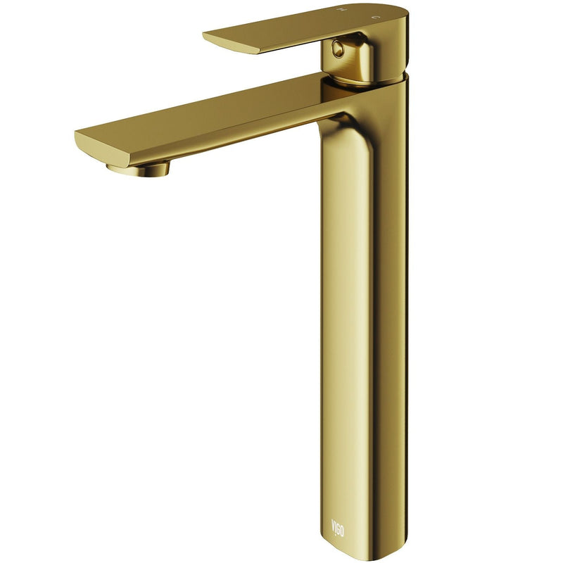 VIGO Norfolk Single Handle Vessel Single Hole Bathroom Sink Faucet, Matte Gold J3