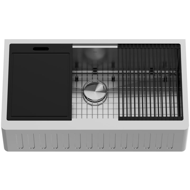 VIGO Oxford Single Farmhouse Kitchen Sink, 36-in x 21-in L1
