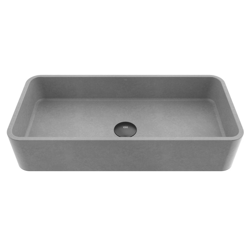 VIGO Palazzo Gothic ConcretoStone 24x11-in Deep Grey Bathroom Sink/Basin with Rectangular Vessel K1