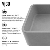 VIGO Palazzo Gothic ConcretoStone 24x11-in Deep Grey Bathroom Sink/Basin with Rectangular Vessel