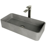VIGO Palazzo Gothic ConcretoStone Grey Bathroom Sink/Basin Set with Niko Faucet and Rectangular Vessel