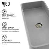 VIGO Palazzo Gothic ConcretoStone Grey Bathroom Sink/Basin Set with Niko Faucet and Rectangular Vessel