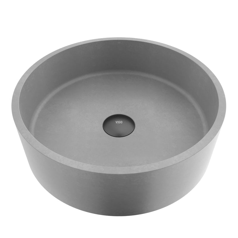 VIGO Palermo Gothic ConcretoStone 15x15-in Deep Grey Bathroom Sink/Basin with Round Vessel U6