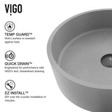 VIGO Palermo Gothic ConcretoStone 15x15-in Deep Grey Bathroom Sink/Basin with Round Vessel