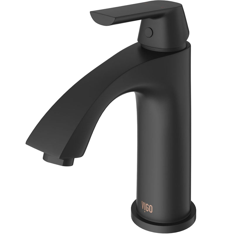 VIGO Penela Single Handle Single Hole Bathroom Sink Faucet, Matte Black, E0
