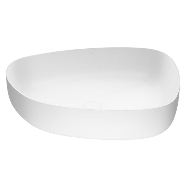 VIGO Peony Matte Stone Novelty Composite Vessel Bathroom Sink/Basin with Deep Bowl, White B9