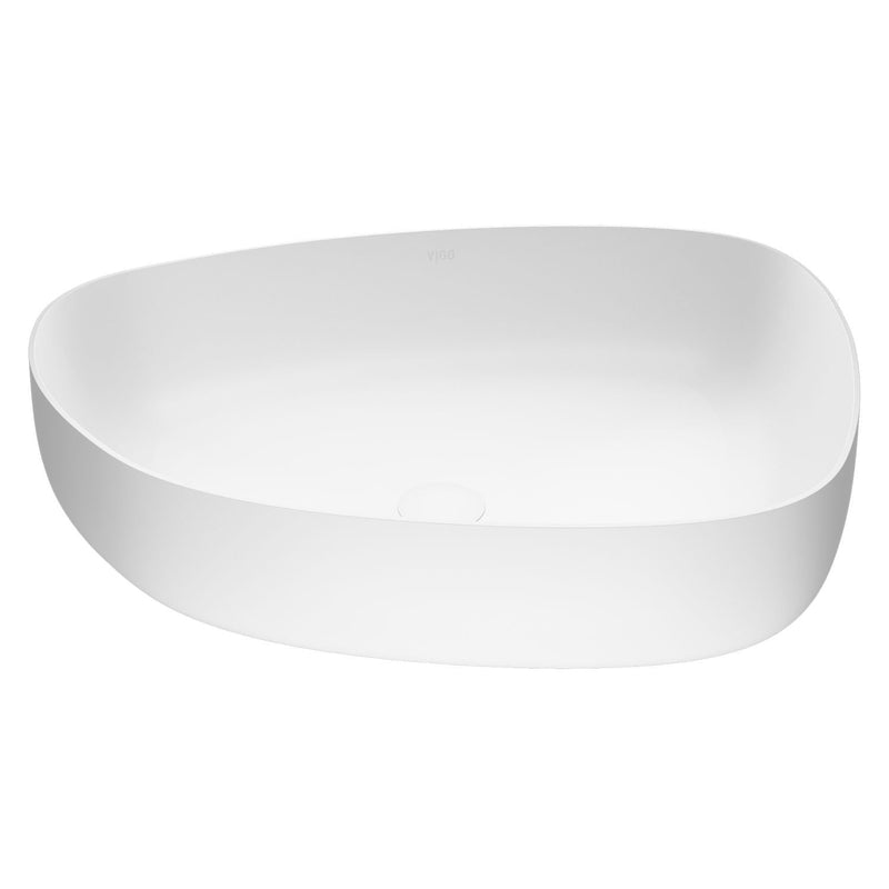 VIGO Peony Matte Stone Novelty Composite Vessel Bathroom Sink/Basin with Deep Bowl, White B9