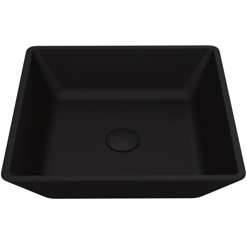 VIGO Roma Glass Square Vessel Bathroom Sink/Basin with Rounded Edges & Deep Bowl, Black T3
