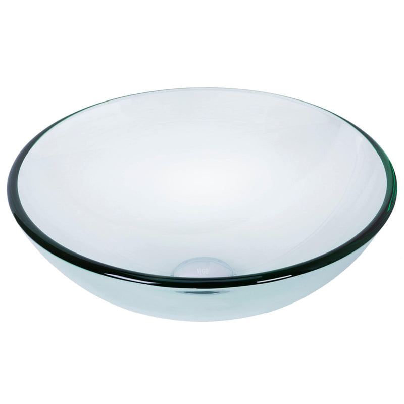 VIGO Round Glass Vessel Bathroom Sink/Basin with Repellent Seal Coating, Crystalline Y4
