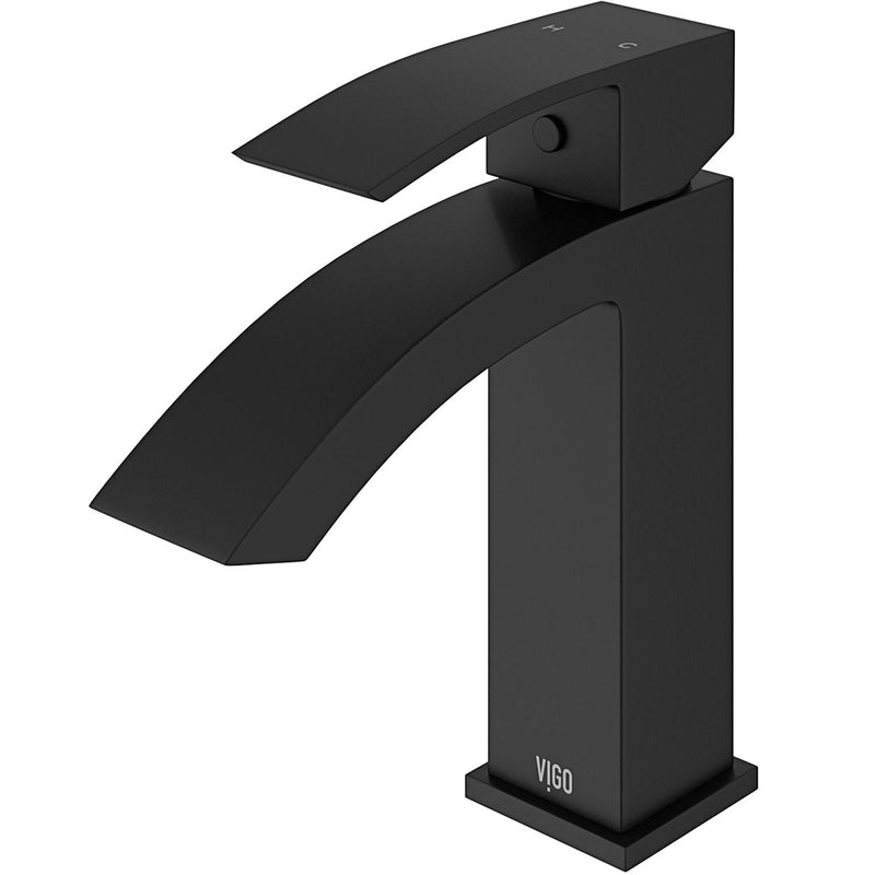 VIGO Satro Single Handle Single Hole Bathroom Sink Faucet, WaterSense Certified, Matte Black G6