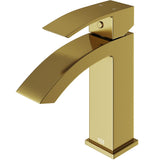 VIGO Satro Single Handle Single Hole Bathroom Sink Faucet, WaterSense Certified, Matte Gold