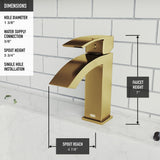 VIGO Satro Single Handle Single Hole Bathroom Sink Faucet, WaterSense Certified, Matte Gold