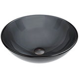 VIGO Sheer Glass Round Vessel Bathroom Sink/Basin with Deep Bowl, Black