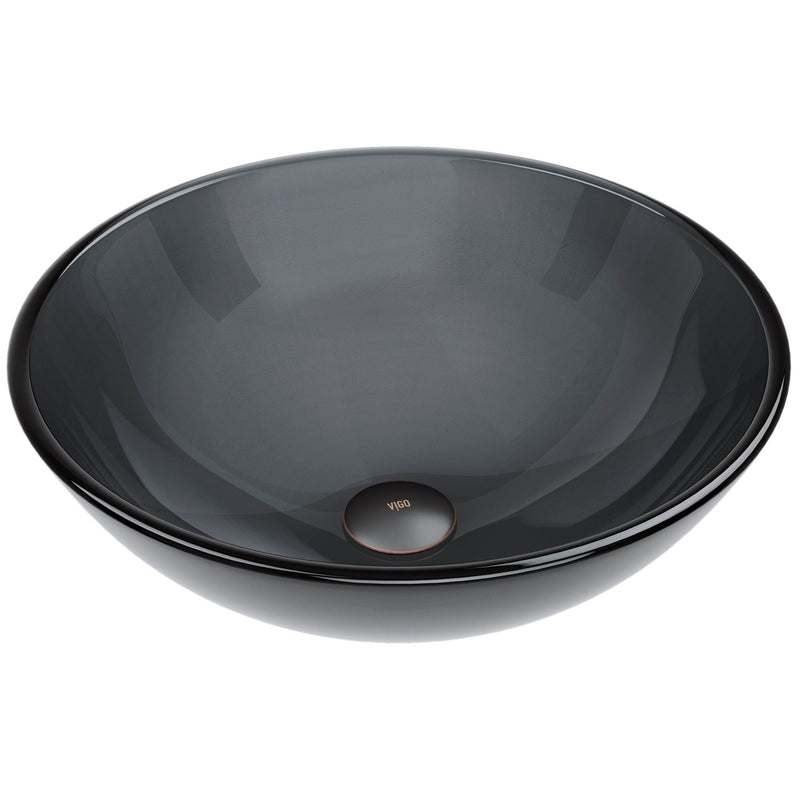 VIGO Sheer Glass Round Vessel Bathroom Sink/Basin with Deep Bowl, Black Q7