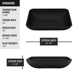 VIGO Sottile MatteShell Rectangular Vessel Bathroom Sink/Basin with Deep Bowl, Black