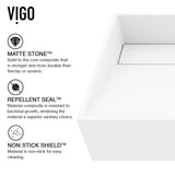 VIGO Starr Glass MatteStone White Bathroom Sink/Basin Set with Gotham Faucet and Rectangular Composite Vessel