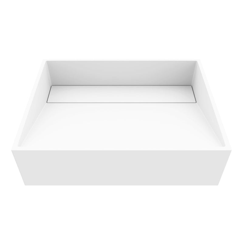 VIGO Starr Modern MatteStone 17x13-in Deep White Bathroom Sink/Basin with Rectangular Vessel J5