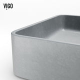 VIGO Tarragona Gothic ConcretoStone 19x14-in Deep Grey Bathroom Sink/Basin with Rectangular Vessel