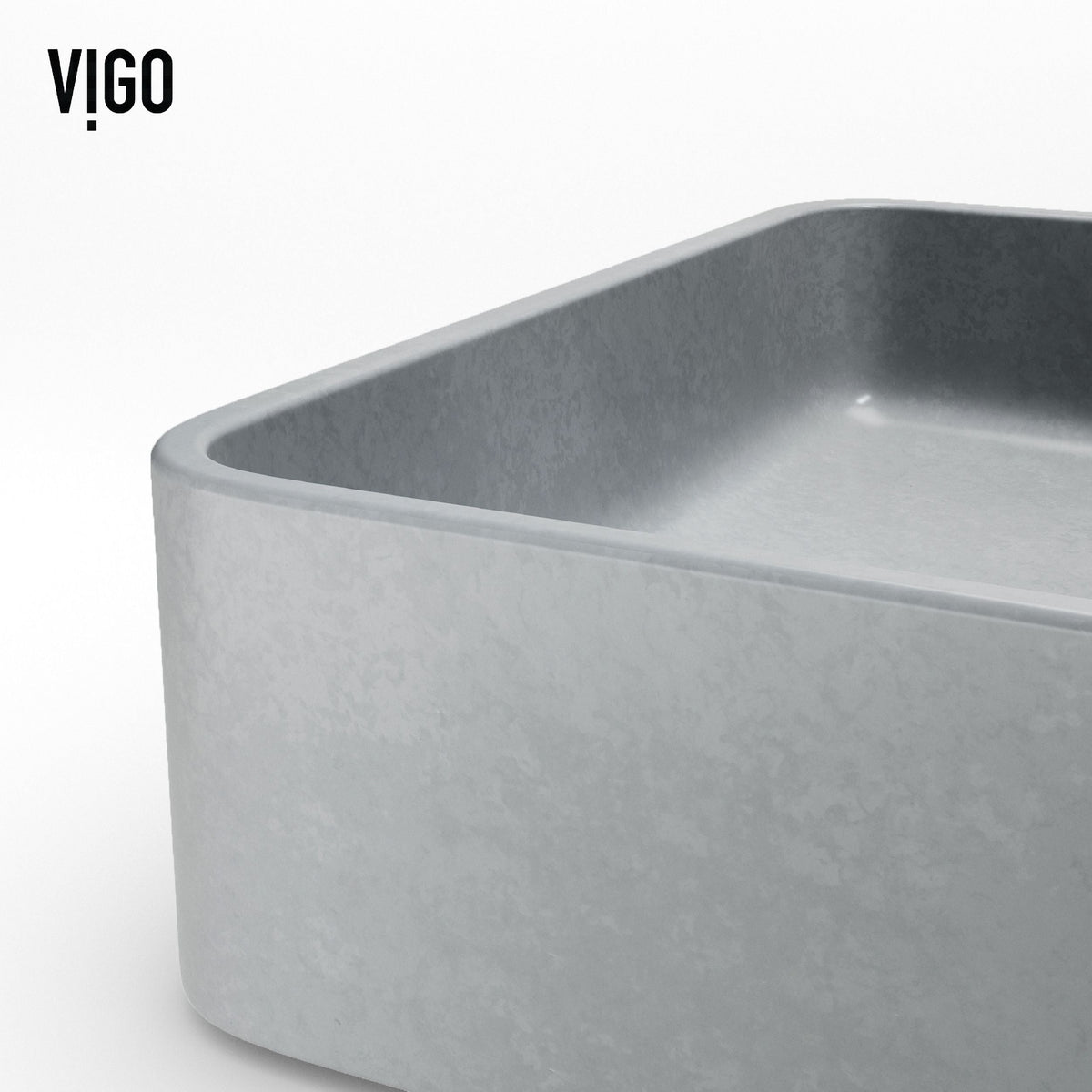 VIGO Tarragona Gothic ConcretoStone 19x14-in Deep Grey Bathroom Sink/Basin with Rectangular Vessel