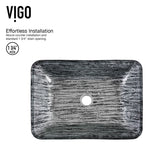 VIGO Titanium Glass Slate Grey Bathroom Sink/Basin Set with Lexington Faucet and Rectangular Vessel