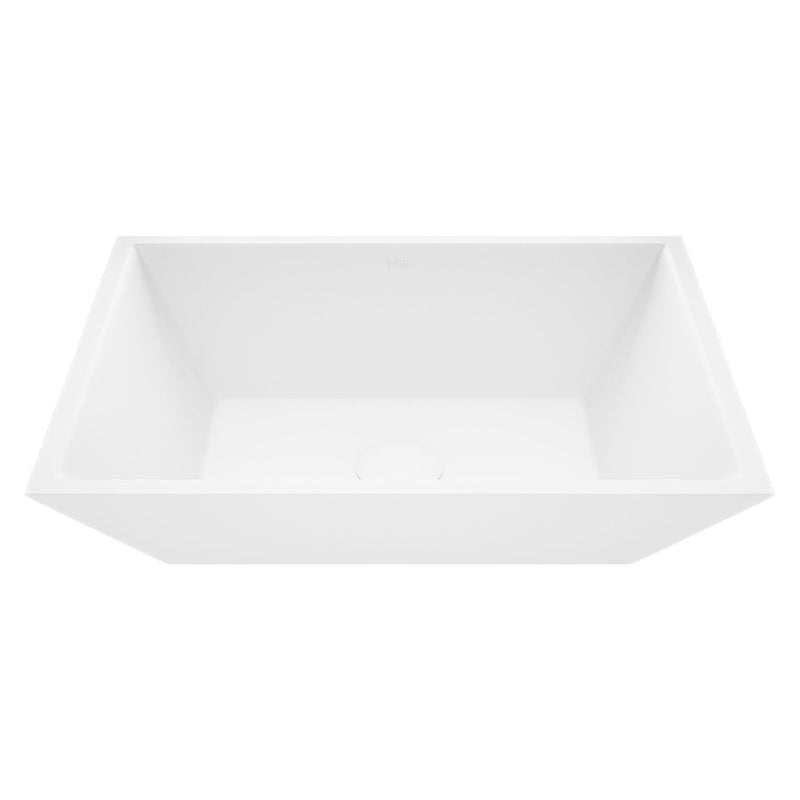 VIGO Vinca Matte Stone Vessel Bathroom Sink/Basin with Deep Bowl, White Z8