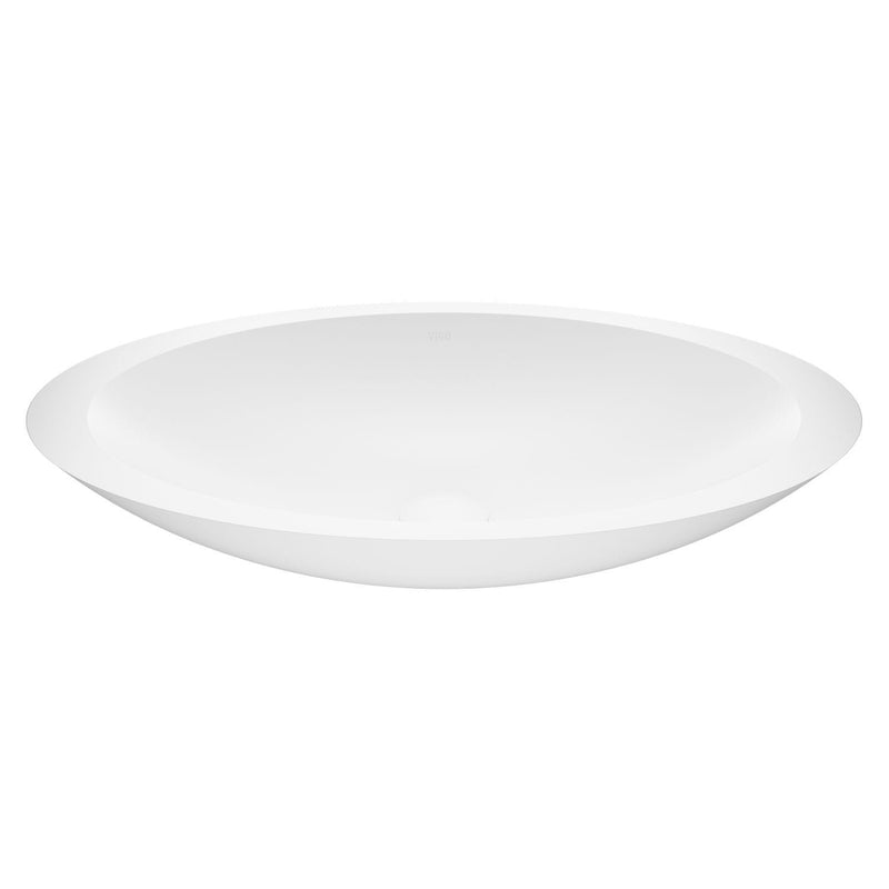 VIGO Wisteria Matte Stone Circular Vessel Bathroom Sink/Basin with Deep Bowl, White L1