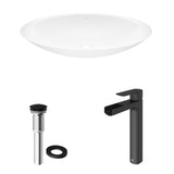 VIGO Wisteria MatteStone White Bathroom Sink/Basin Set with Amada Faucet and Oval Composite Vessel
